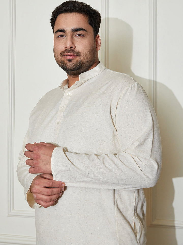 Men's Plus Size Men's Cream Cotton Kurta