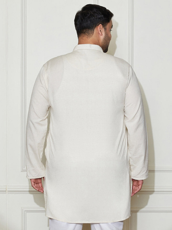 Men's Plus Size Men's Cream Cotton Kurta - view 4