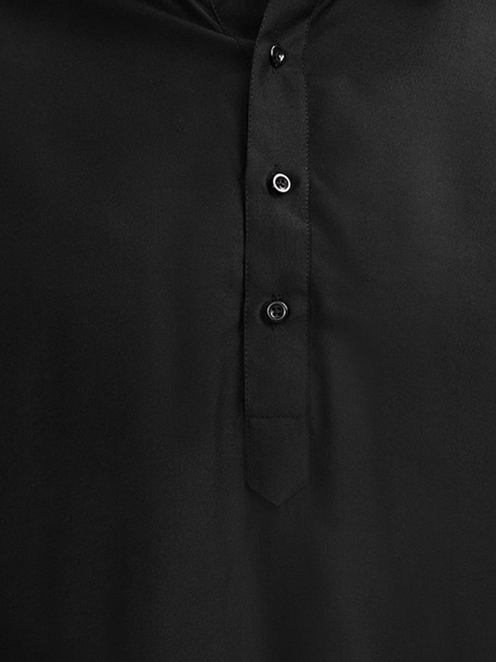 Men's Black Viscose Kurta with White Patiala