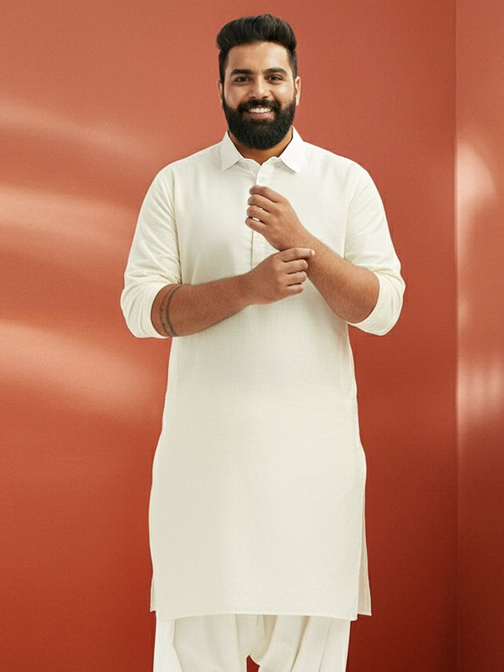 Men's White Pathani Kurta