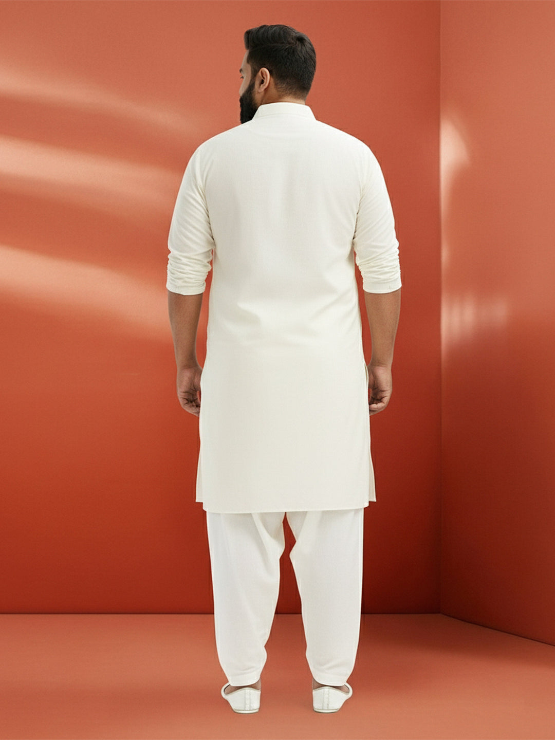 Men's White Viscose Kurta with Patiala Pant