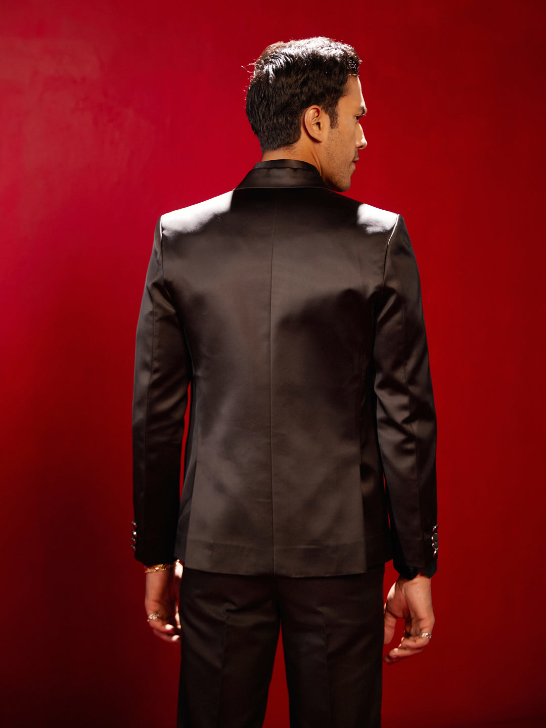 Men's Black Party Wear Blazer - view 3