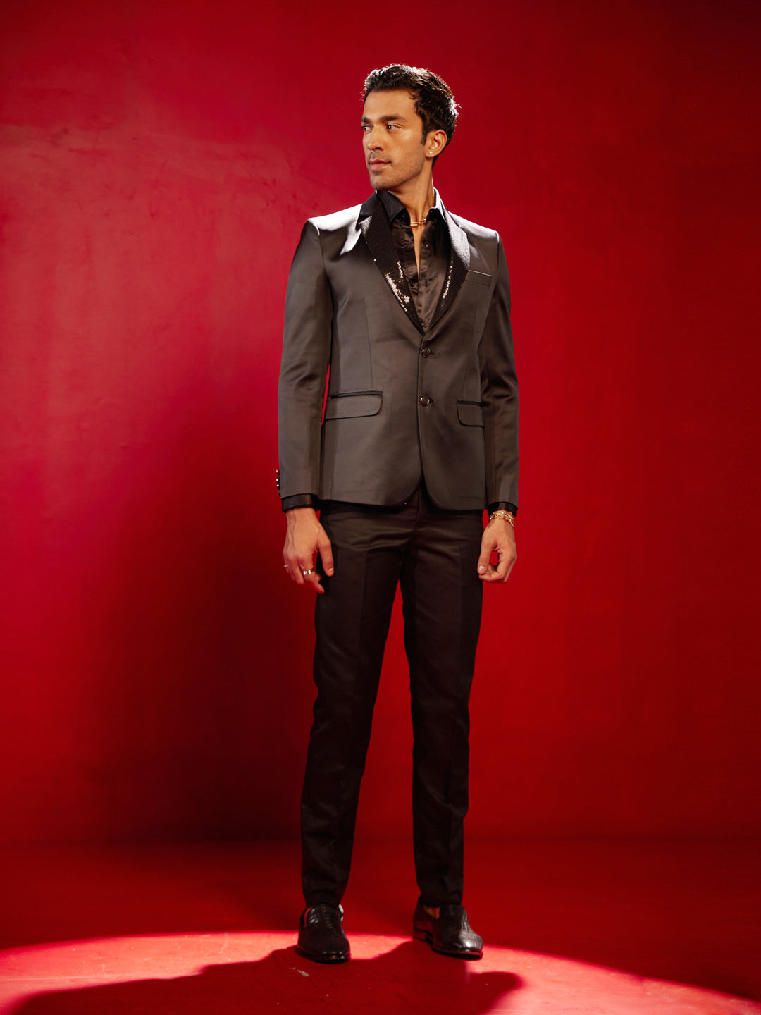 Men's Black Party Wear Blazer - view 6