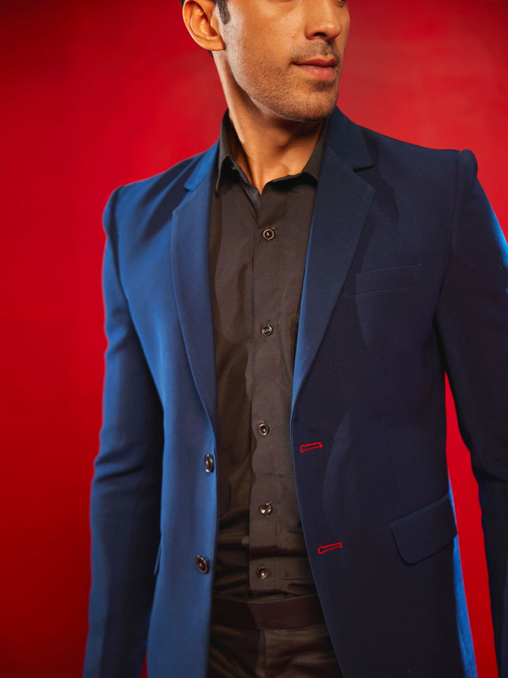 Men's Navy Blue Silk Blend Blazer