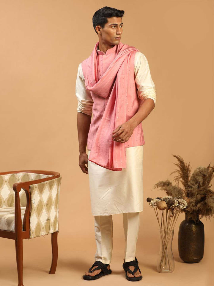 Men's Purple Sequined Embellished Dupatta