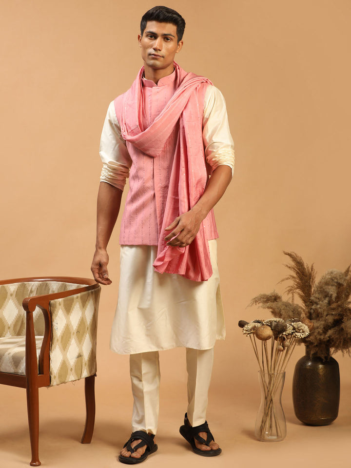 Men's Purple Sequined Embellished Dupatta