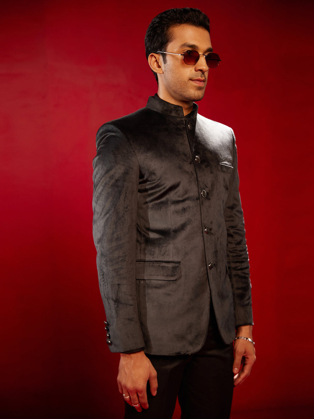 Men's Black Velvet Jodhpuri - view 2