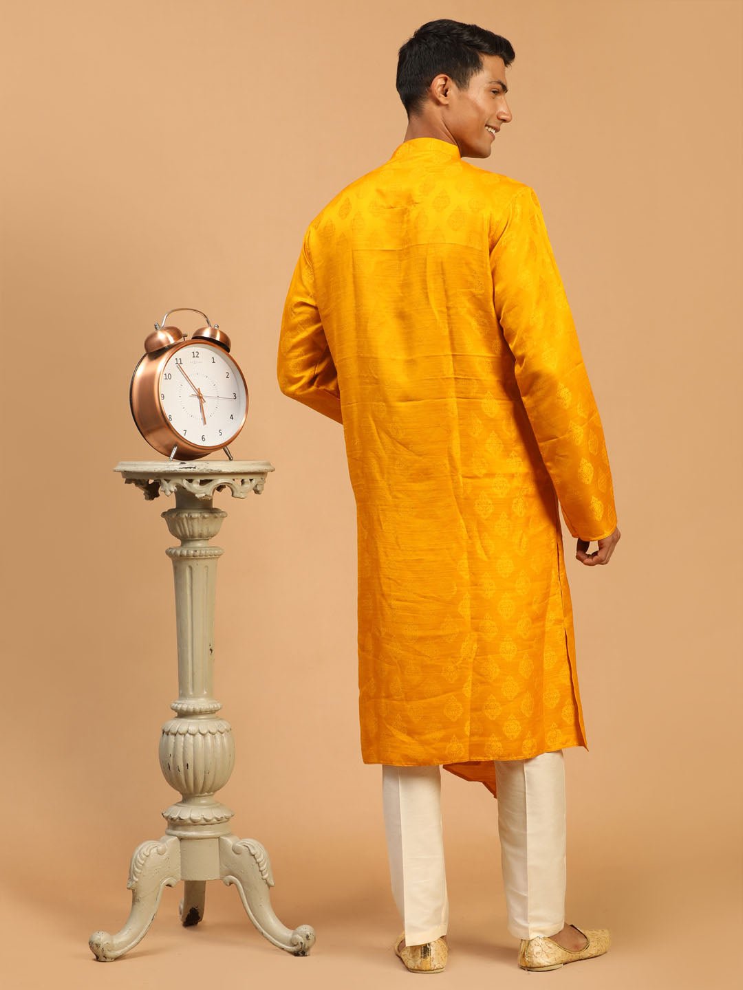 Sarvati Men Yellow Angrakha Kurta With Set