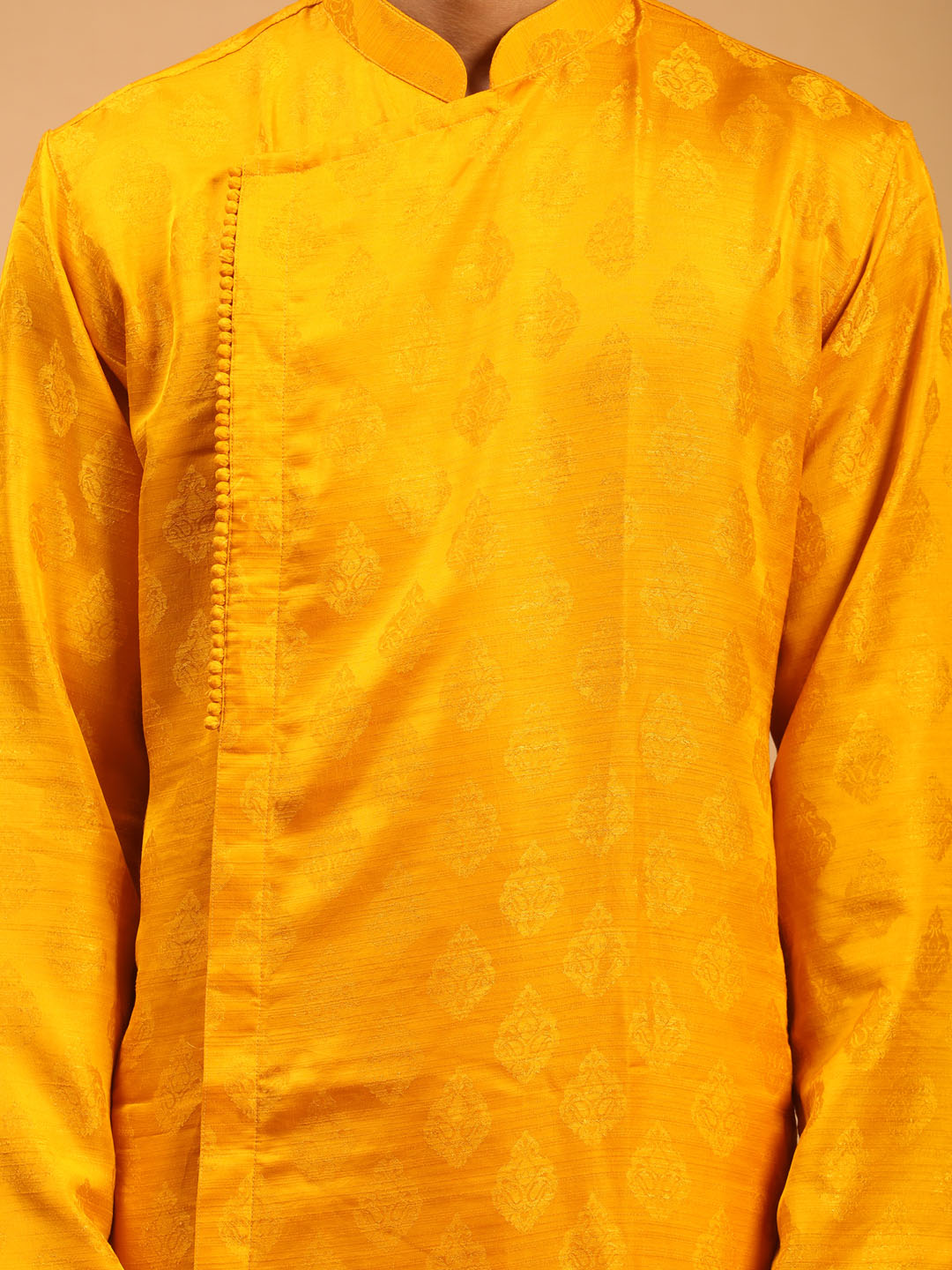 Sarvati Men Yellow Angrakha Kurta With Set