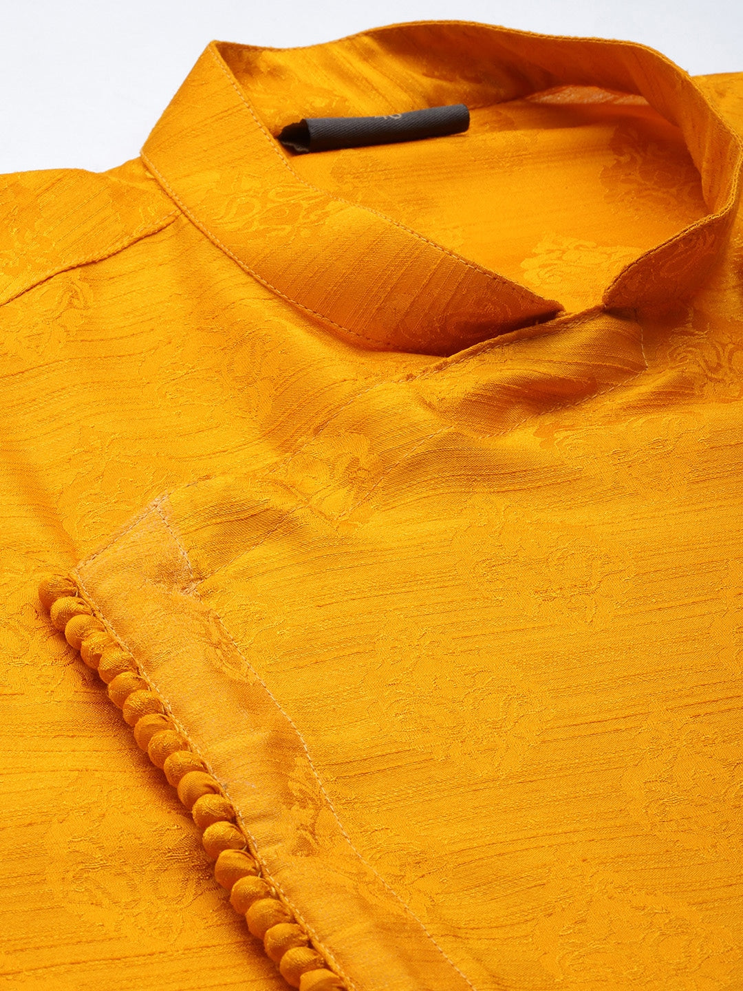 Sarvati Men Yellow Angrakha Style Kurta With Solid Pyjama