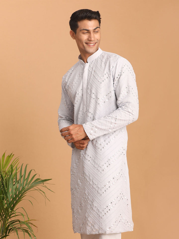 Men's Aqua Blue Mirror Kurta