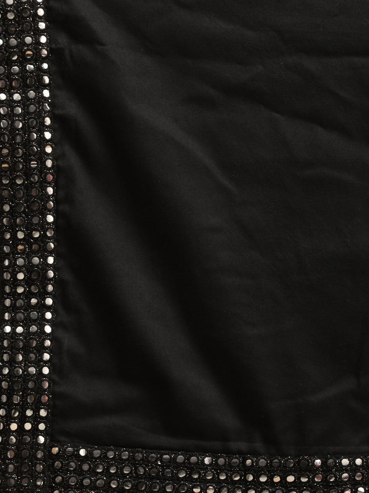 Men's Black Mirror Kurta Patiala And Dupatta Set
