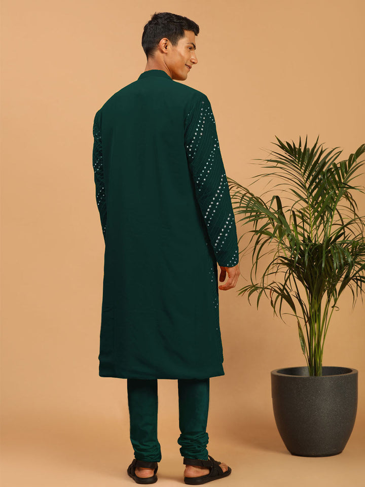 Sarvati Men's Green Mirror Kurta Pyjama Set