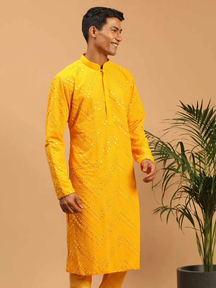 Men's Yellow Mirror Kurta