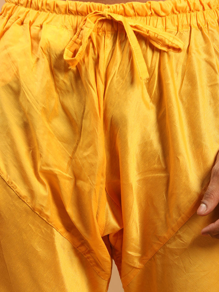 Sarvati Men's Yellow Mirror Kurta Pyjama Set