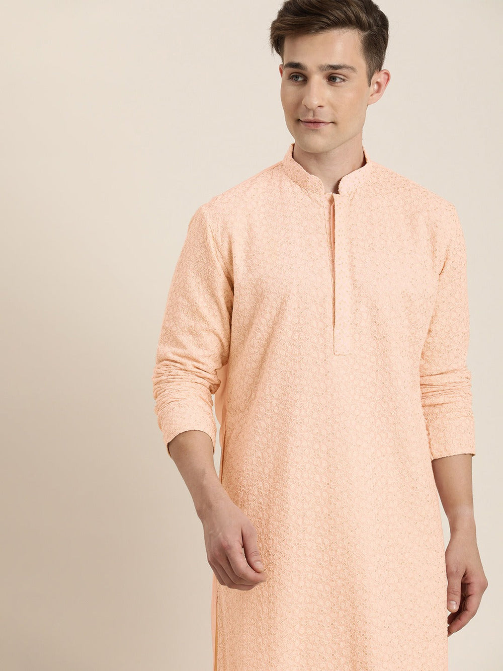 Men's Pink Ethnic Chikankari Kurta