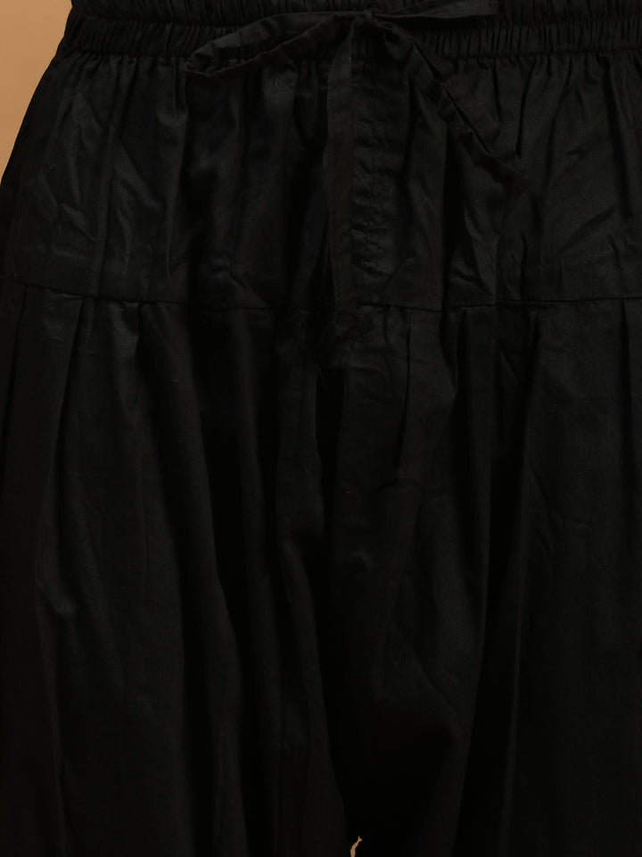 Men's Black Mirror Kurta Patiala And Dupatta Set