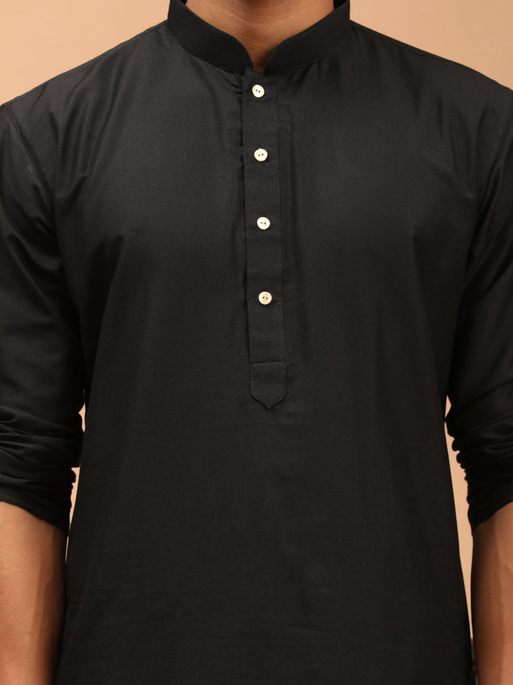 Sarvati Men's Black Viscose Kurta Pyjama Set