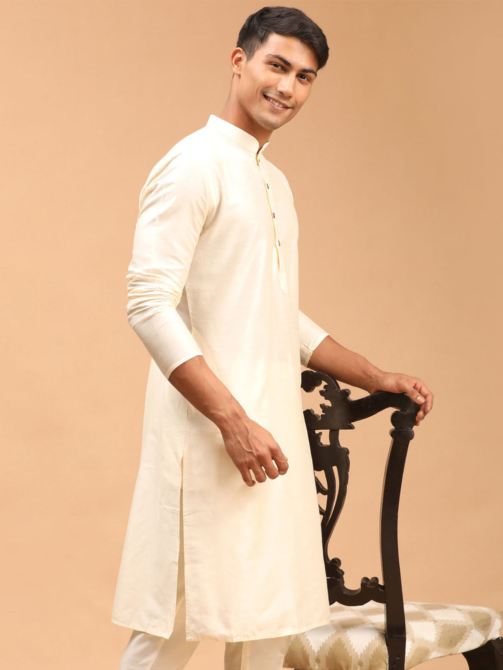 Men's Cream Viscose Kurta