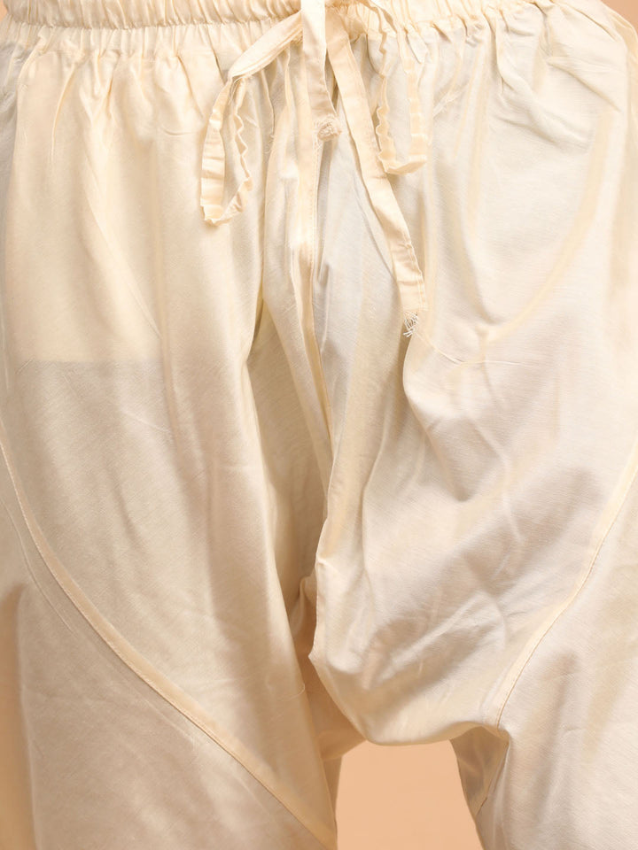 Men's Cream Viscose Kurta Pyjama And Dupatta Set