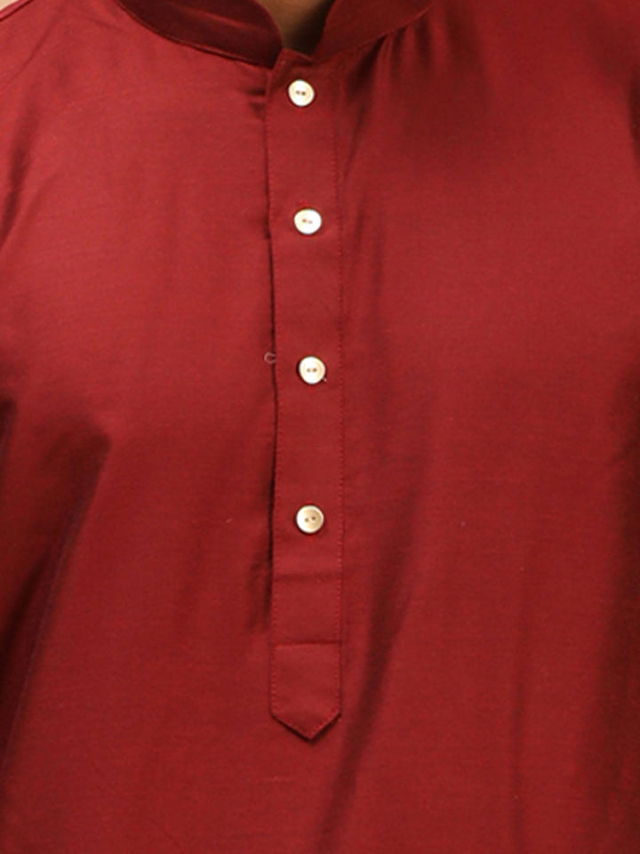 Sarvati Men's Maroon Viscose Kurta Pyjama And Dupatta Set