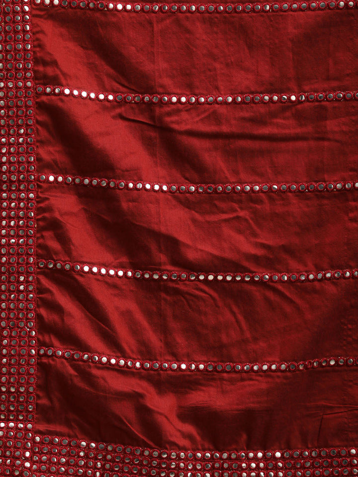 Sarvati Men's Maroon Viscose Kurta Pyjama And Dupatta Set