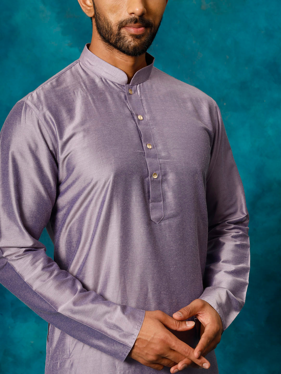 Sarvati Men's Purple Viscose Kurta Pyjama Set