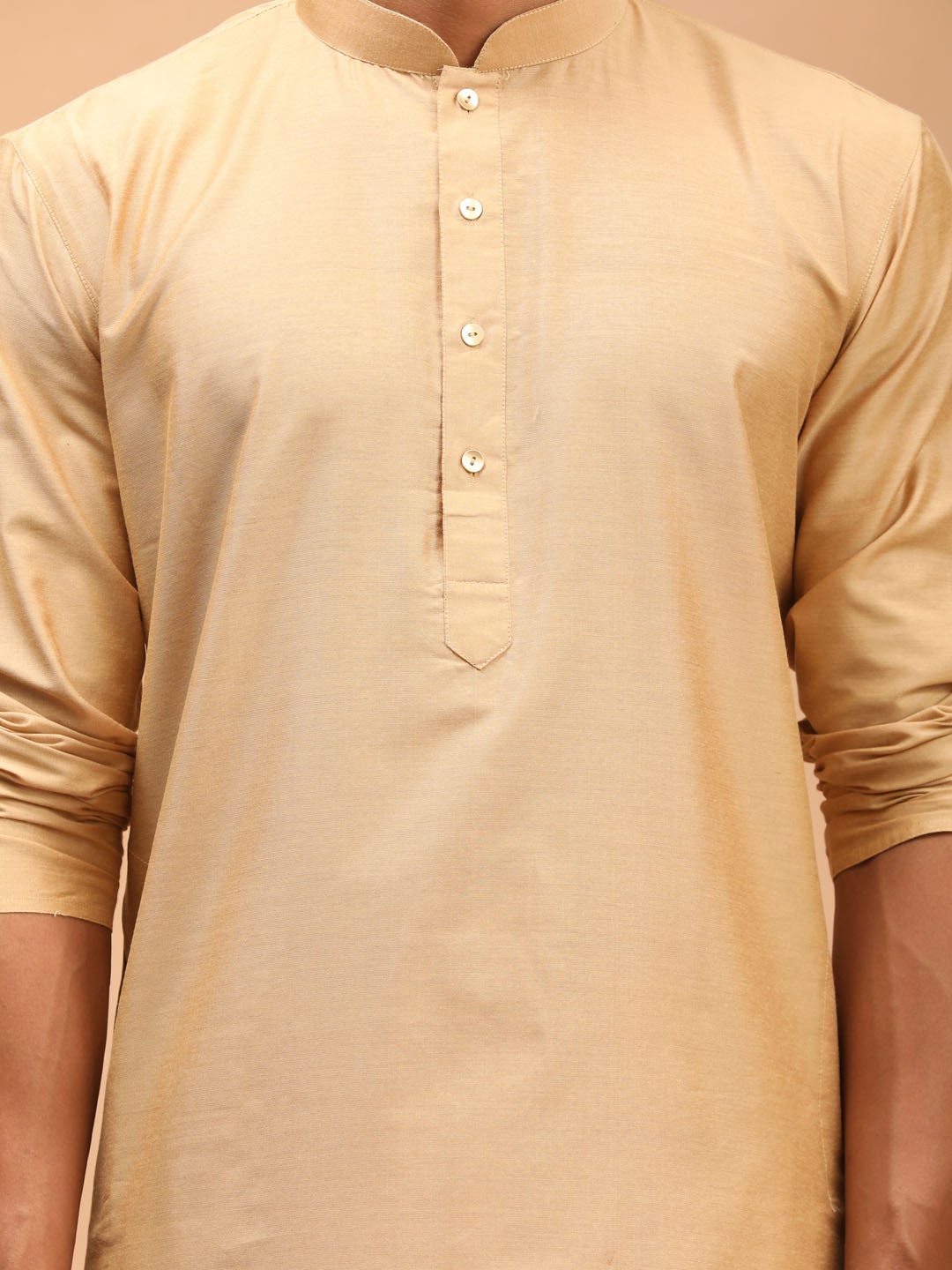 Sarvati Men's Rose Gold Viscose Kurta Pyjama Set