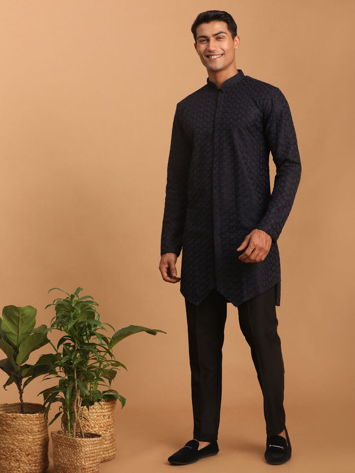 Sarvati Men's Navy Blue Kurta Pant Set