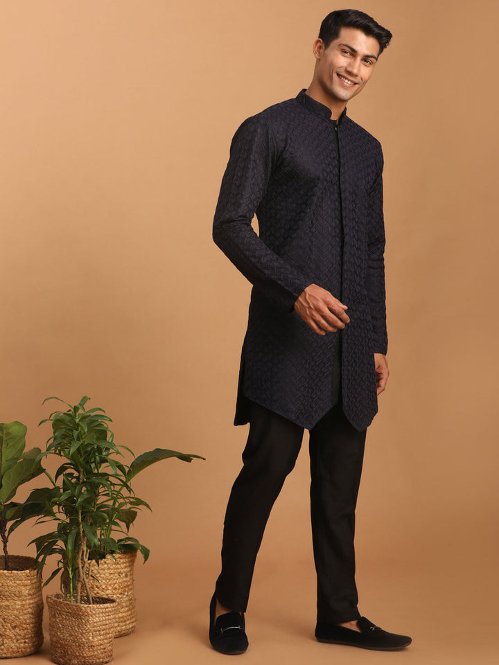 Sarvati Men's Navy Blue Kurta Pant Set