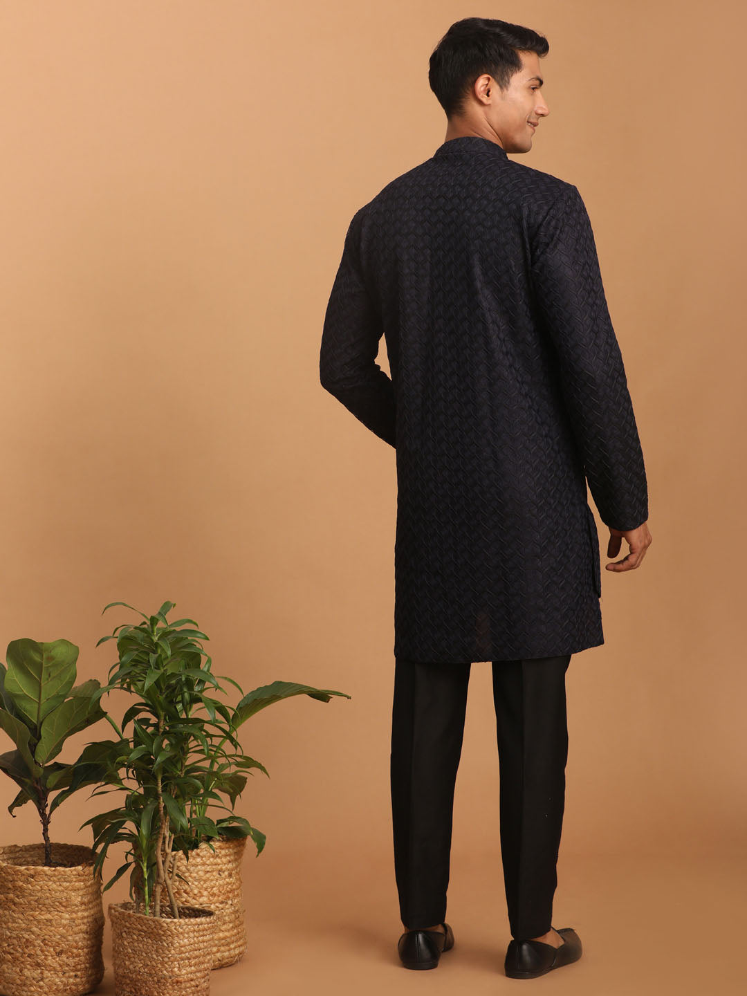 Sarvati Men's Navy Blue Kurta Pant Set