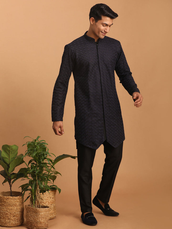 Sarvati Men's Navy Blue Kurta Pant Set