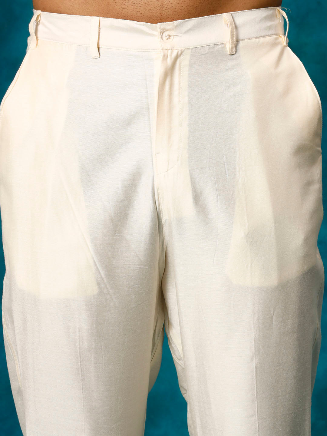 Sarvati Men's Grey Cotton Schiflli Kurta Pant Set