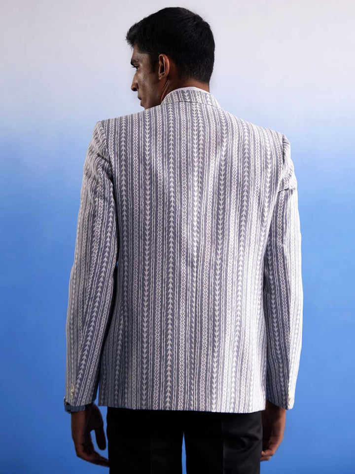 Men's Grey Aztec Printed Blazer - view 3