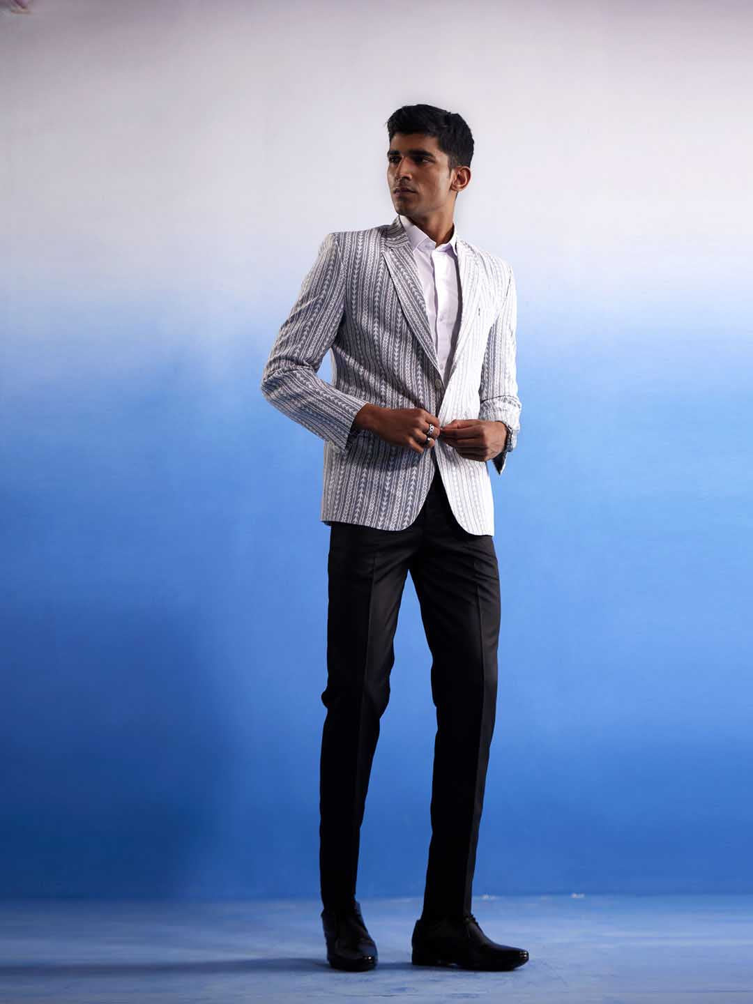Men's Grey Aztec Printed Blazer - view 5