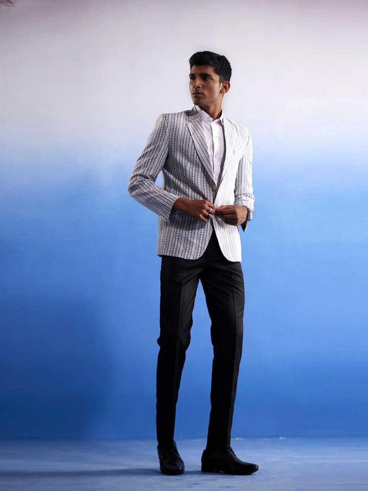 Men's Grey Aztec Printed Blazer - view 5