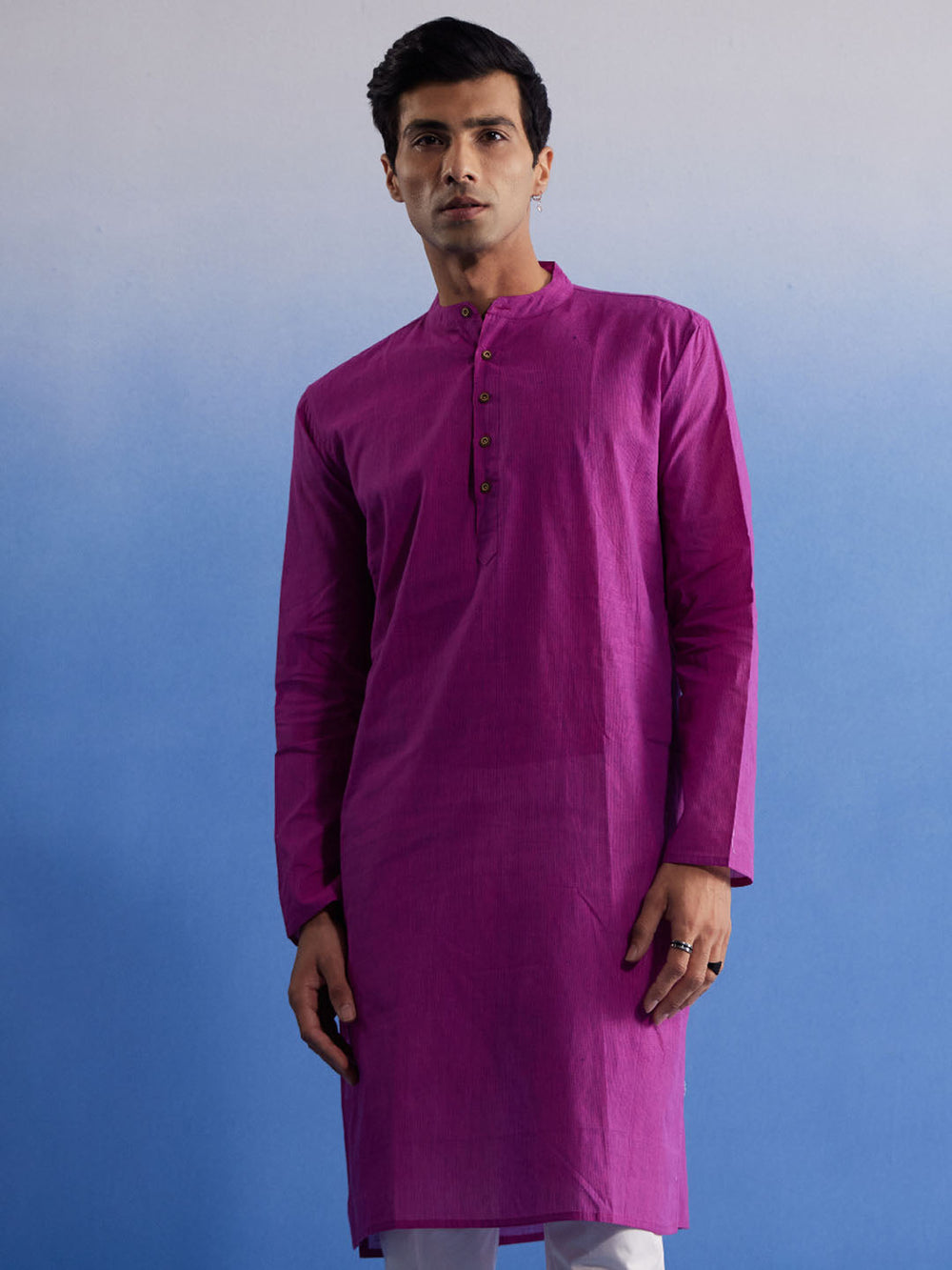 Men's Purple Pure Cotton Handloom Kurta