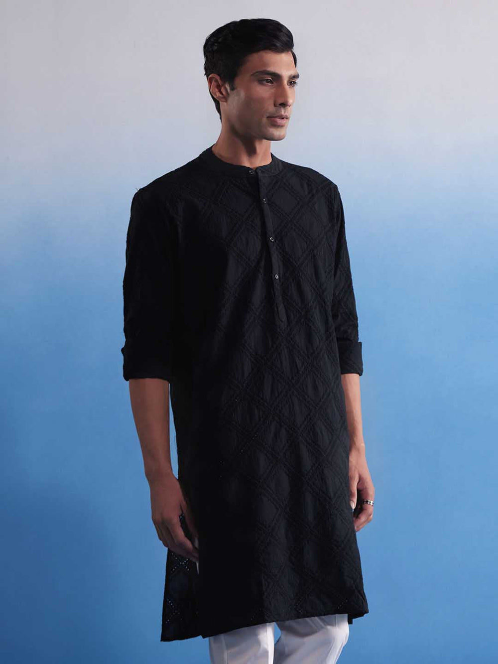 Men's Black Hakooba Cotton Kurta