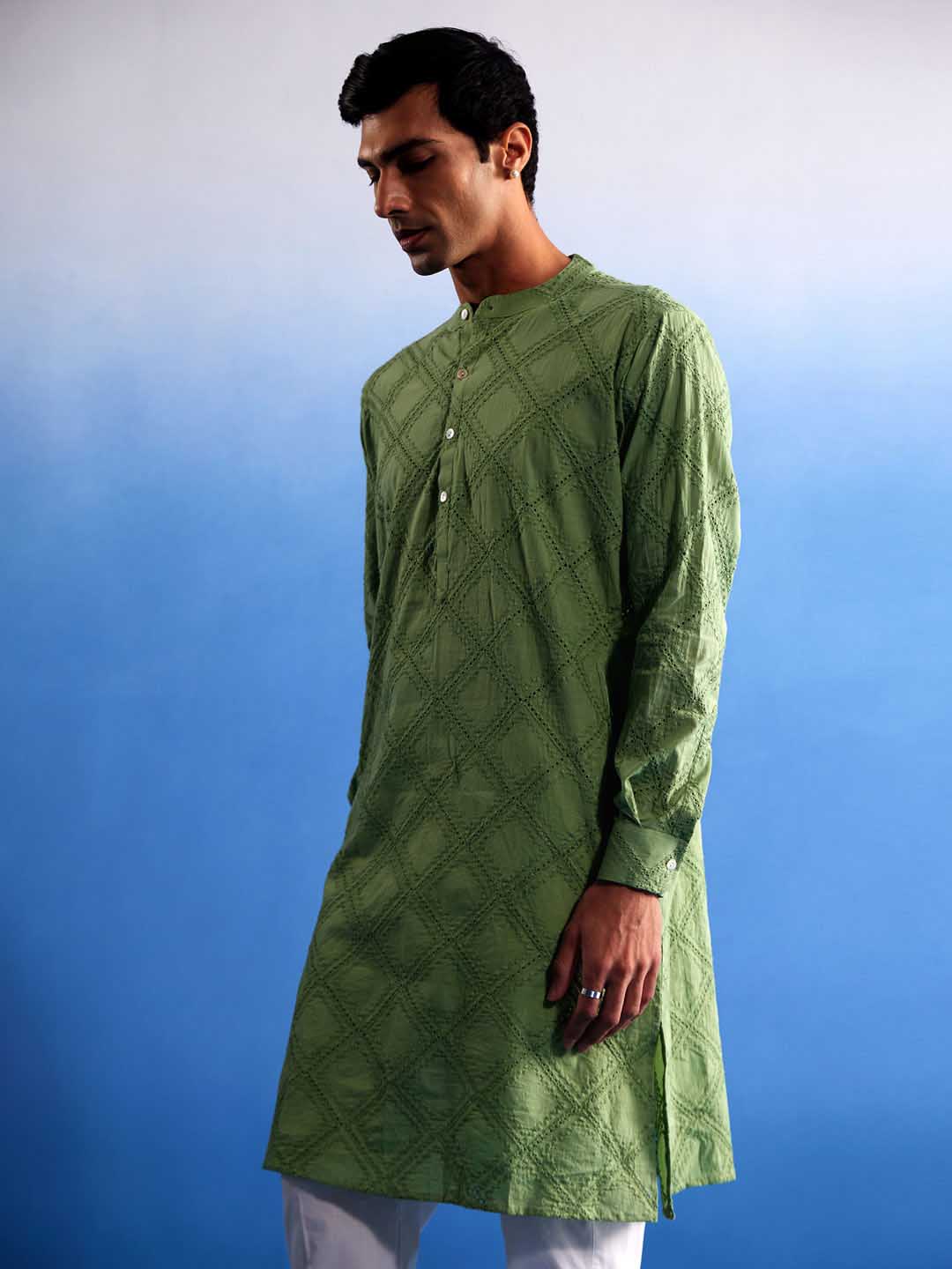 Men's Green Hakooba Cotton Kurta
