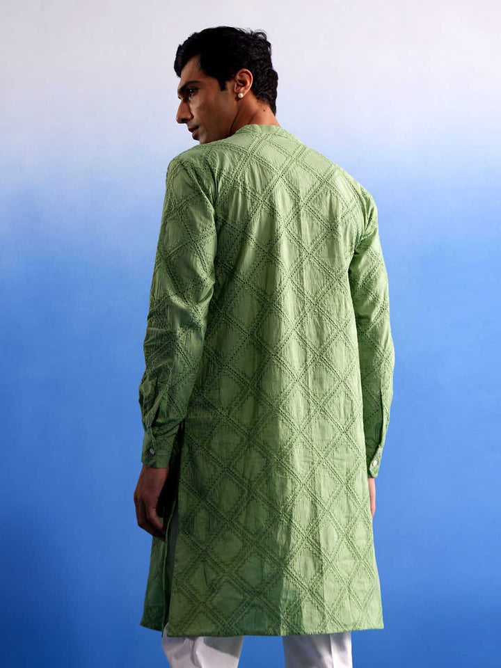 Men's Green Hakooba Cotton Kurta