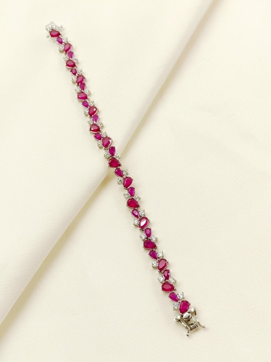 Aabheri Ruby American Diamond Bracelet - House of Sarvati LLC