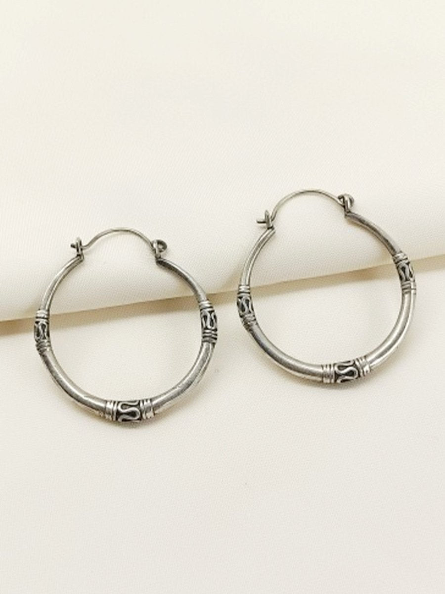 Aadhvita Plain Oxidized Earring - House of Sarvati LLC