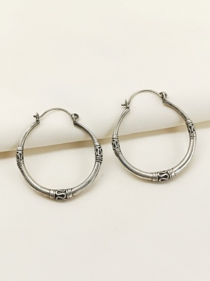 Aadhvita Plain Oxidized Earring - House of Sarvati LLC