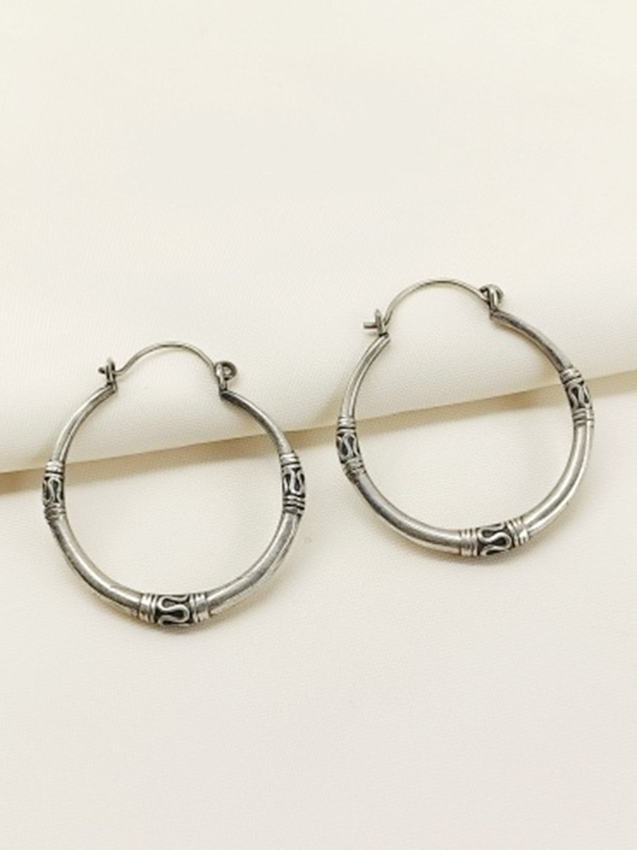 Aadhvita Plain Oxidized Earring - House of Sarvati LLC