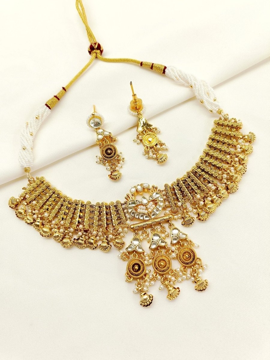 Aadishri White Kundan Choker Set - House of Sarvati LLC