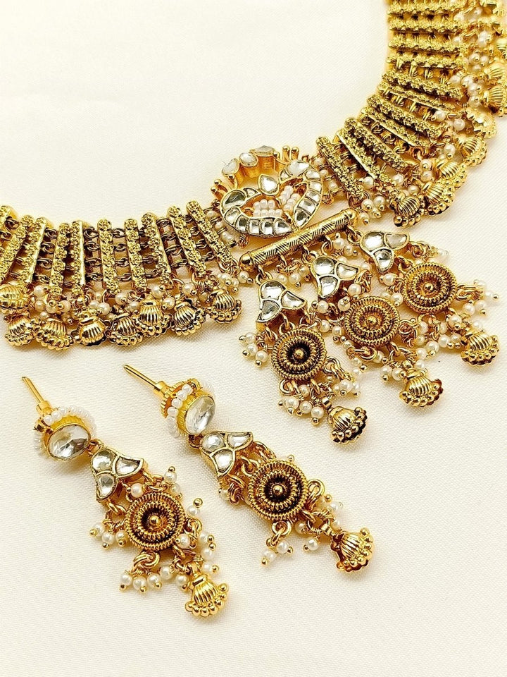 Aadishri White Kundan Choker Set - House of Sarvati LLC