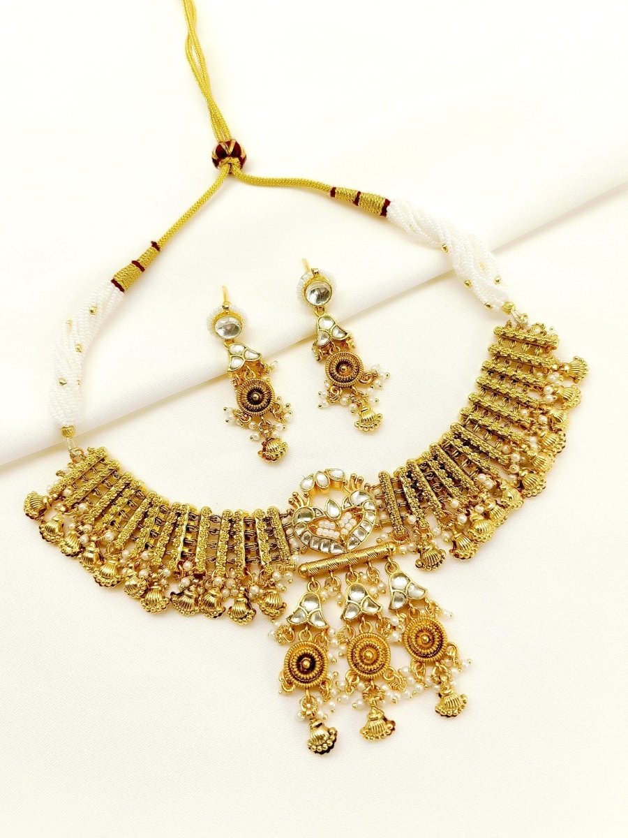 Aadishri White Kundan Choker Set - House of Sarvati LLC