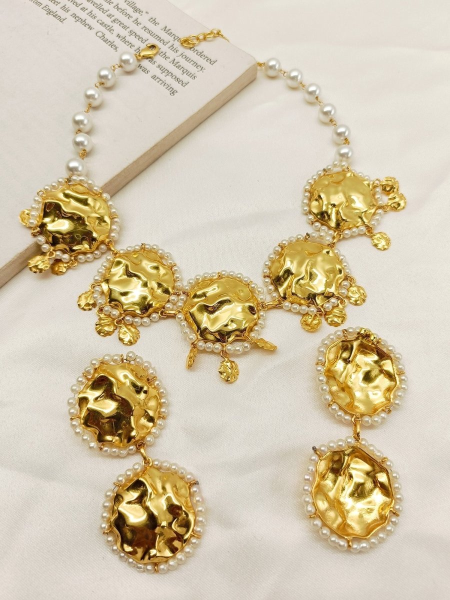 Aafreeda Golden Antique Choker Set - House of Sarvati LLC