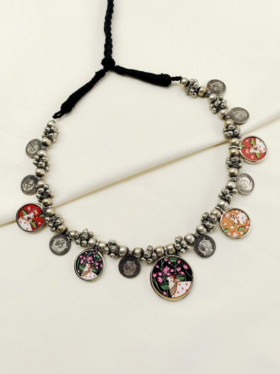 Aaliyah Multi Colour Oxidized Neckpiece - House of Sarvati LLC