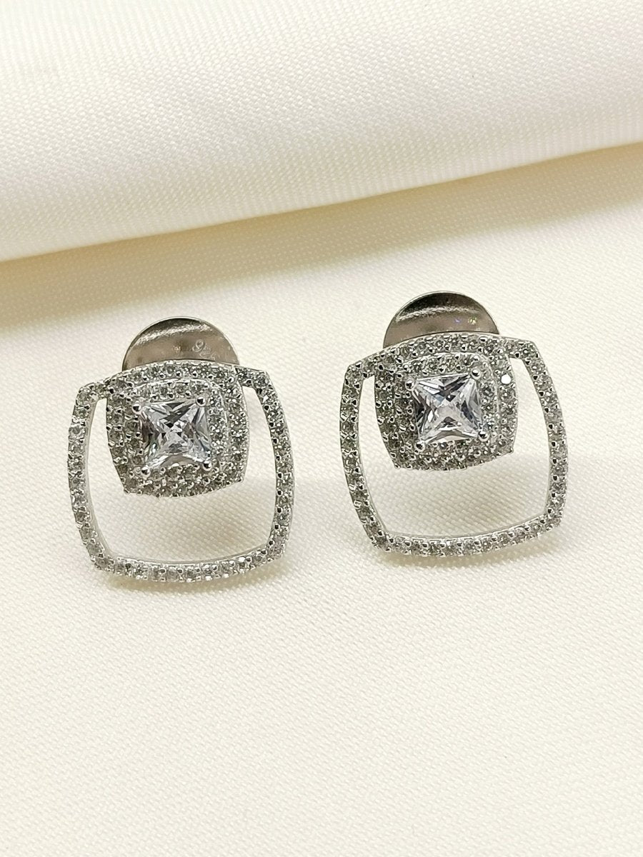 Aaminah 92.5 Silver Swarovski Stone Tops - House of Sarvati LLC